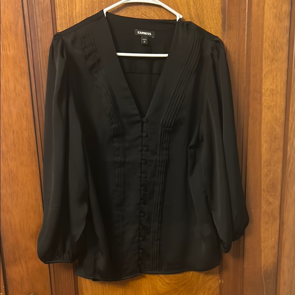 Express Women's Black V-Neck Blouse